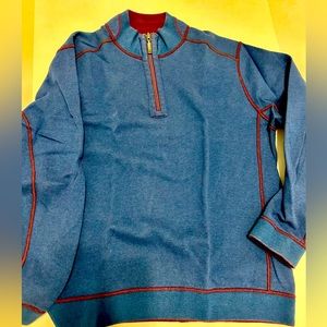 Tommy Bahama Navy/Plum Reversible 1/4 zip